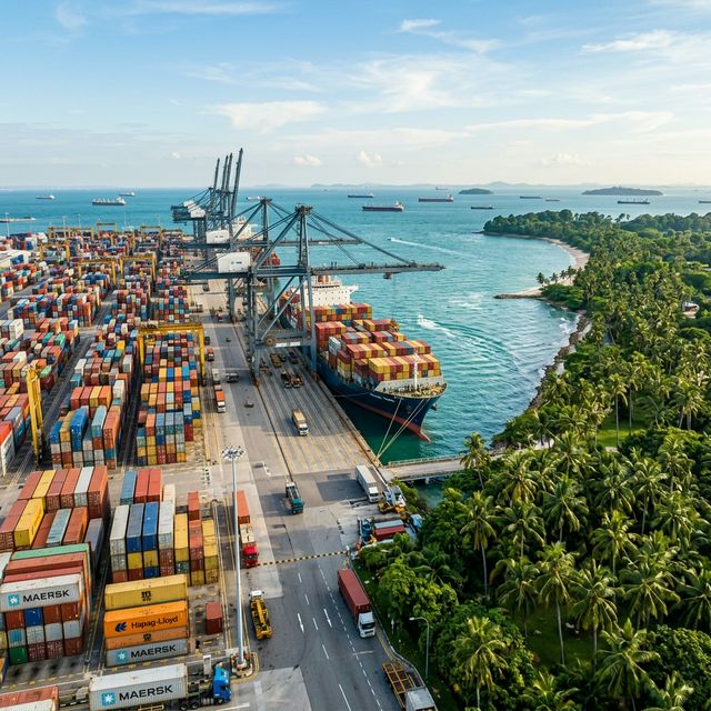 Global shipping containers with nature elements
